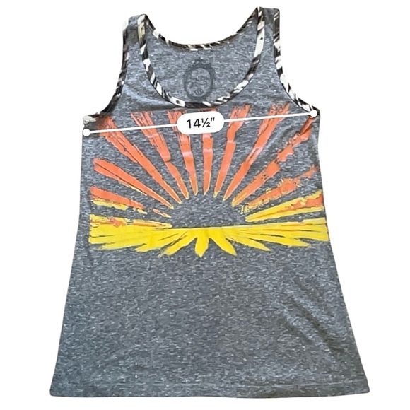 Institute Liberal cotton blend gray sunburst Tank Top M graphic design in back - Picture 7 of 14
